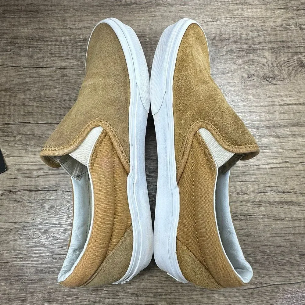 Vans~Women's~Camel‎ Suede/Cloth Classic Slip On Sneakers~Size 7.5